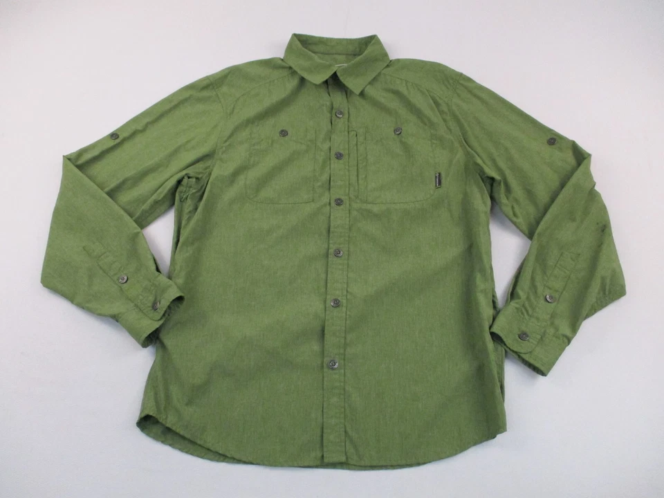 Merrell Shirt Mens Medium Green UV Protection Outdoor Opti Wick Lightweight * - Image 1 of 4