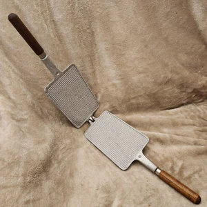 Vintage Nordic Ware Gauffrette French Wafer Iron Aluminum Wood Handles Qwik Ship - Picture 1 of 7
