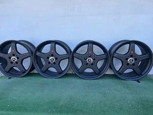 MERCEDES BENZ AMG R230 SL500 SL550 18" GENUINE OEM SATIN BLACK WHEELS RIMS SET - Picture 1 of 12