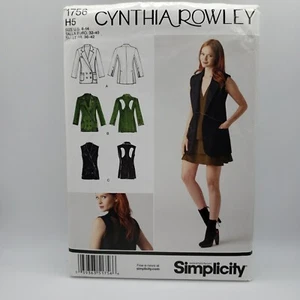 Simplicity 1756 Womens Button Up Jacket Vest Racerback Detail Size 6-14 Uncut - Picture 1 of 6