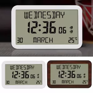 Easy To Read Radio Controlled Calendar Clock Displays Time Day Date Temperature. - Picture 1 of 15