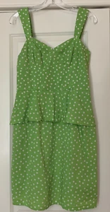 Betsey Johnson grün limette Schößchen Bleistift Tupfen Kleid Baumwolle Stretch Größe 8 - Bild 1 von 7