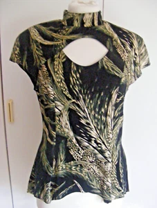 Vintage 1990s stretch top gold black green Jospeh Ribhoff fishtail back size14UK - Picture 1 of 5