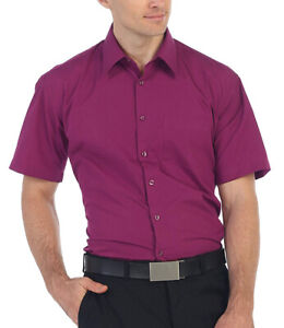 Men's Classic Fit Button Down Designer Short Sleeve Dress Shirts 29 Colors S-5XL