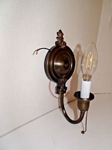 Antique, vintage, Art Deco, brass, light wall sconce 10-1/2"T, 4-1/2"W. Rewired!