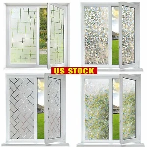 Privacy Window Glass Film Sticker Static Cling 3D Frosted Stained Bathroom Home - Picture 1 of 34