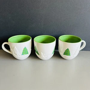 Lot Of 3 Starbucks 2006 Holiday Tree Coffee Mug 3D Snow Green Winter 16oz - Picture 1 of 9