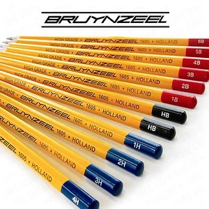 Bruynzeel - High Grade Hexagonal Burotek Pencils - Box of 12 - 4H to 6B