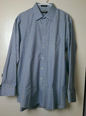CAMISA DE VESTIR HOMBRE FIRMA KIRKLAND 17 - 34 MANGA LARGA ALGODÓN NO PLANCHADO NUEVA SIN ETIQUETAS Foto 1 de 4