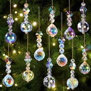 12 PCS Christmas Crystal Ball Decorations Iridescent Tree Hanging Acrylic Orn... - Picture 1 of 7