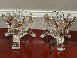 Vintage Glass Candlestick Holder Gold Gilding Eagle Candle Holder - Picture 1 of 9