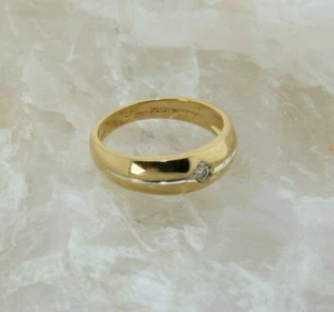 Vintage 14K Yellow Gold Art Carved Diamond Ring Size 7 Circa 1960 - Picture 1 of 7
