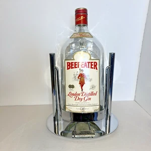 Vintage Beefeater London Distilled Dry Gin 1.75L Bottle Chrome Pouring Cradle LE - Picture 1 of 18