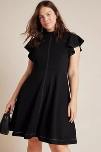Maeve By Anthropologie Women Deena Mini Dress fit and flar Black Size 2X A000145 - Picture 1 of 8