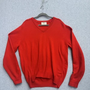 Vintage Lord Jeff Sweater Mens XL Red V Neck 100% Cashmere Made in USA 90s - Picture 1 of 8