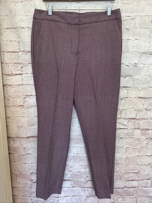 TALBOTS Womens 10 Heritage Fit Pant Flat Front Stretch Red White Blue Print NEW - Image 1 of 4