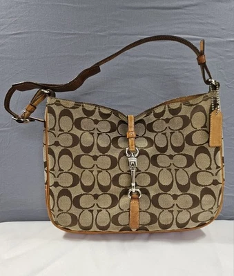 Cartera de cuero vintage Y2K COACH 6091 Hampton beige firma lona hebilla clip Foto 1 de 4