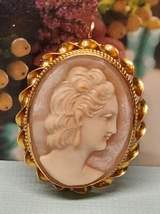 #2046, ORO AMARILLO 10K, CAMEO DE COLECCIÓN, BROCHE Y COLGANTE, 2,89 gramos - Imagen 1 de 8