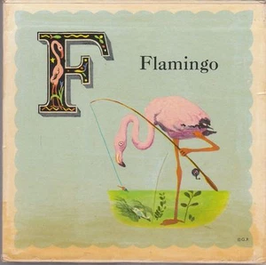 F is for Flamingo Vintage Alphabet 8x8 Craft Fabric Block - Buy 2, Get 3rd FREE! - Picture 1 of 2