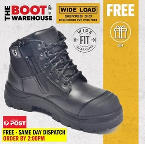 Wide Load 690BZ Black, Extra Wide 6E+ Fitting, Steel Cap Safety Zip Up Work Boot - Bild 1 von 12