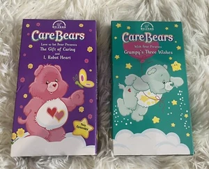 Lot of 2 Care Bears VHS Gift of Caring I Robot Heart Grumpy’s 3 Wishes EVC #5 - Picture 1 of 4