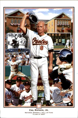 2007 Cal Ripken Jr Ironman Painting Bill Purdom Postcard Foundation Hall of Fame Cover