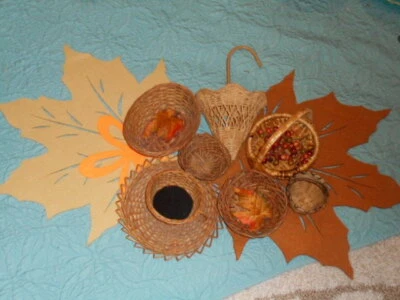 Vintage Boho country Basket Wall Lot Wicker Rattan Wall Decor - Image 1 of 4