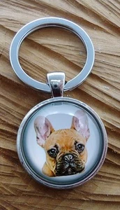 Adorable French Bulldog Dog Key Holder Or Purse Charm Black OR Brown - Picture 1 of 5