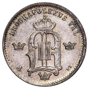 Suède 10 öre 1874 Oscar II SUP/SPL Argent pièce monnaie suédoise Europe du Nord - Imagen 1 de 2