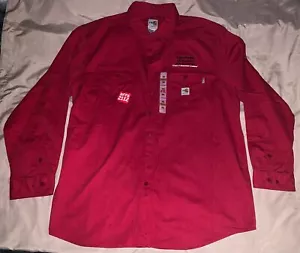 Camisa para hombre Carhartt 2XL FR manga larga con botones roja 2112 HRC 2 FRS 160 608 **LOGOTIPO - Imagen 1 de 3