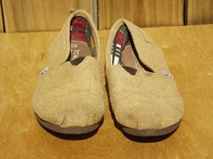 Size 7.5M TOMS® Seasonal Classic Burlap Shoes Women Dark Beige Slip On - Picture 1 of 8