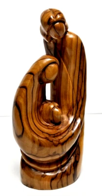 "Estatuilla de pesebre de madera de olivo tallada a mano estatua Jesús María José Tierra Santa 7,5""" Foto 1 de 4