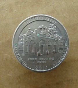 2016 D Harpers Ferry Quater DIE CRACK END OF BUILDING/ ERROR COIN #376 - Picture 1 of 4