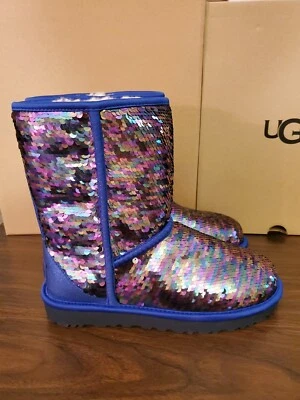 UGG CLASSIC КОРОТКИЕ БЛЕСТКИ ТЕМНО-ТОНАЛЬНЫЙ МОДЫ БЛЕСТЯЩИЙ ЖЕНСКИЕ БОТИНКИ РАЗМЕР США 7 - Изображение 1 из 4