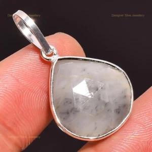 925 Sterling Silver Fancy Black Rutile Quartz Gemstone Birthday Elegant Pendant - Picture 1 of 6