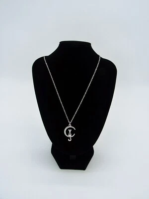 Collar de cadena colgante de plata súper adorable gatito gato y luna Foto 1 de 4