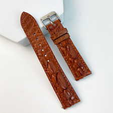 20mm Brown Crocodile Leather Watch Strap Hornback Alligator Watch Band Handmade