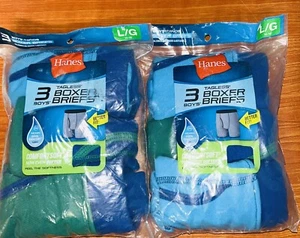 2-Packs Hanes Boxer Briefs Boys L 14-16 Tagless New 6 Pair Comfort Soft NEW! - Picture 1 of 2