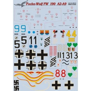 Calcomanías Focke-Wulf FW 190 A2-A9 escala de impresión 1:48 48-015 para kit de modelo de avión - Imagen 1 de 4