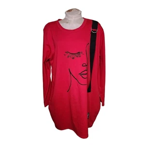 Camicia donna trasparente abito camicia lunga taglia 1 rosso tasche - Foto 1 di 7