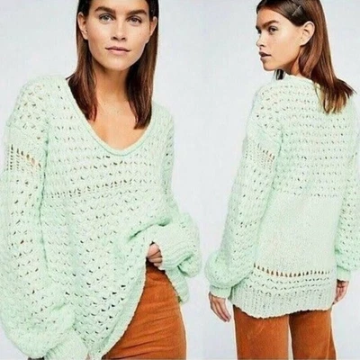 Usado en Excelente Condición Free People Crashing Waves Suéter Grueso Gran Tamaño Niebla de Mar Grande Foto 1 de 4