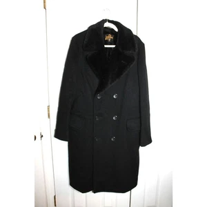 Zero King Men's Vintage 1960's Black 100% Wool Coat w/ Shearling Lining sz 40 L - Picture 1 of 5