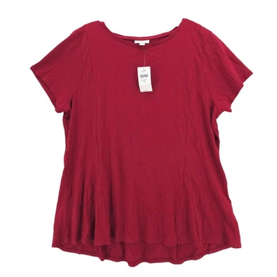 NUEVO CON ETIQUETAS J JILL Camiseta Roja Arándano Manga Corta Algodón Modal Rayón Talla XL Foto 1 de 4