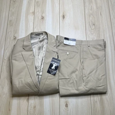 Traje Ralph Lauren Etiqueta Negra Para Hombres 2 Piezas Beige 42R / 36x30 Calce Ajustado Nuevo con Etiquetas Algodón Foto 1 de 4