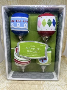 Vintage 2003 Target Set Of 4 Ceramic Christmas Napkin Rings - Picture 1 of 6