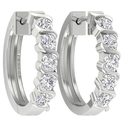 VS F 1.50-3.00 Ct Lab Grown Diamond Hoop Earring For Women 14K Solid White Gold - Image 1 of 4