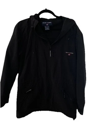 De Colección Ralph Lauren Polo Deportivo Cremallera Completa Negro Chaqueta Abrigo Talla L Deletrear Retro Bandera Foto 1 de 4