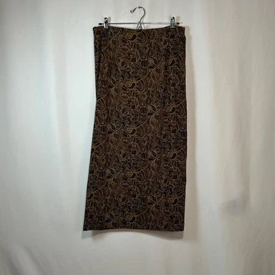Saia Briggs New York Feminina Tamanho 12 Marrom Preta Estampa Paisley Comprimento do Joelho - Imagem 1 de 4