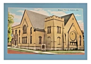 Postcard Sedalia Missouri • Masonic Temple • Linen Divided Back Unposted - Picture 1 of 2