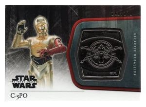 Star Wars Force Awakens Series 1 SILVER GALACTIC MEDALLION M-12 / C-3PO 148/179 - Picture 1 of 2